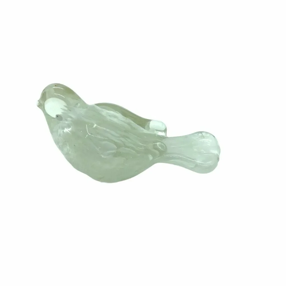 Lefton Bird Paperweight Figurine Vintage Clear Lightweight Glass Decorative